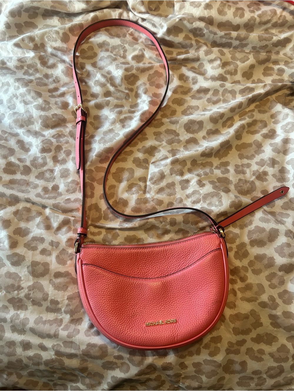 Michael Kors Coral-Pink Pebbled Leather Crossbody Bag